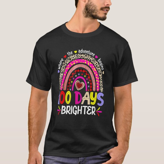 100 Days Of School For Brighter Teacher Rainbow Le T Shirt (Framsida)