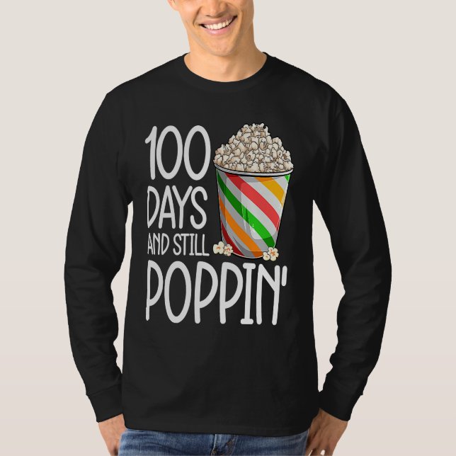 100 Days Of School  For Kids Boys Popcorn T Shirt (Framsida)