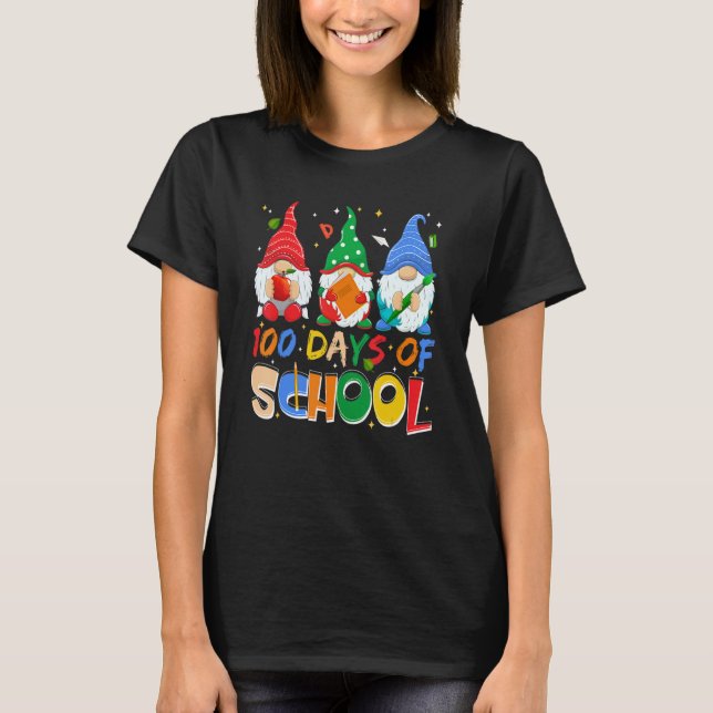 100 Days Of School Funny Gnome Virtual Learning Te T Shirt (Framsida)