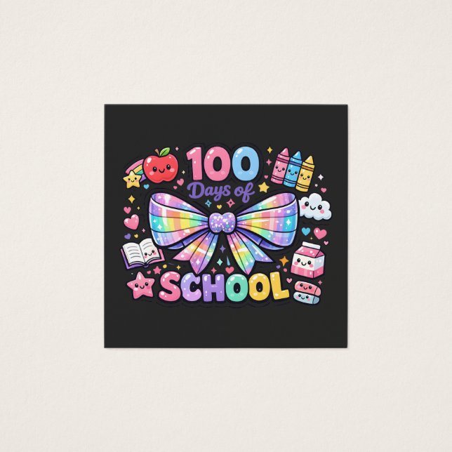 100 Days Of School  Fyrkantigt Visitkort (Framsida)