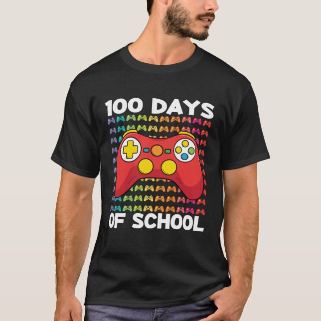 100 Days of School Gamer Boy Costume Outfit Game C T Shirt (Framsida)