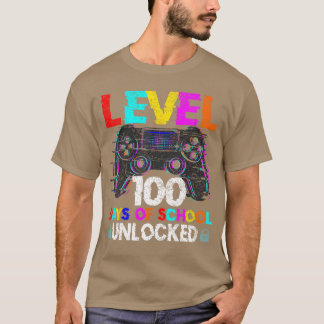 100 Days of School Gamer Boy Level 100 Unlocked Ga T Shirt