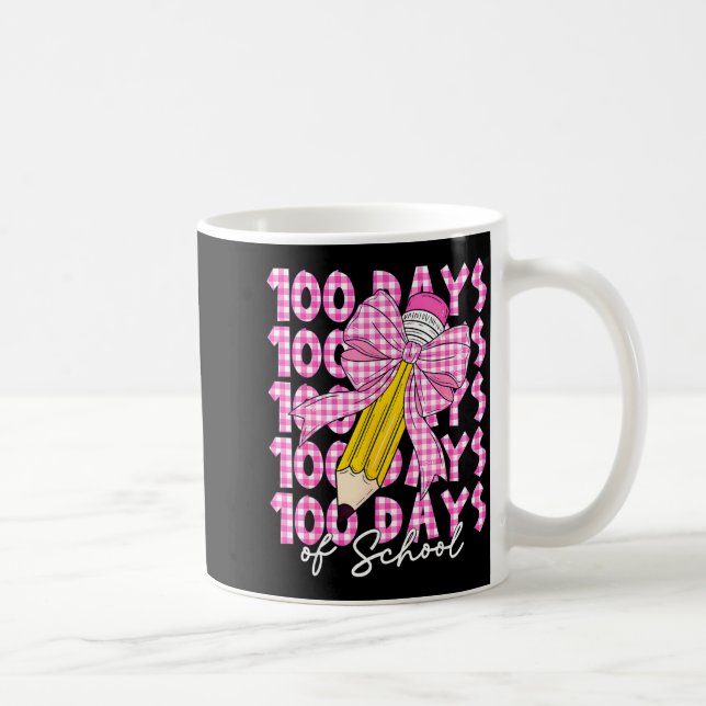 100 Days Of School Girls Coquette Bow 100th Day Of Kaffemugg (Höger)