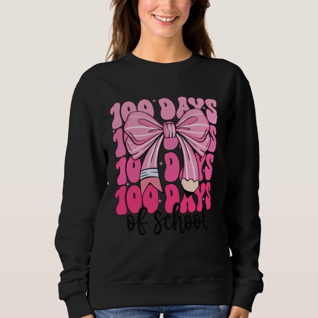 100 Days of School Girls Coquette Bow 100th Day of T Shirt (Framsida)
