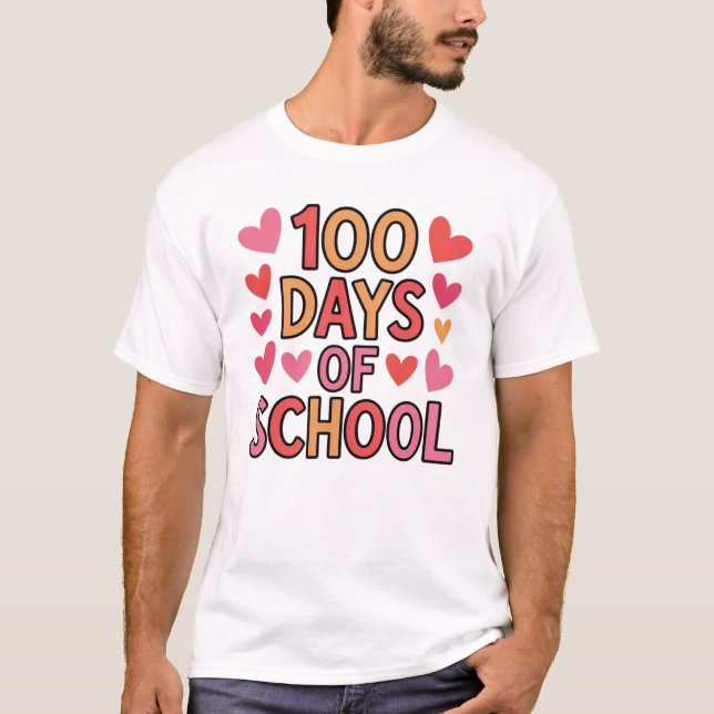 100 Days of School, Groovy, Happy 100th Day, T Shirt (Framsida)