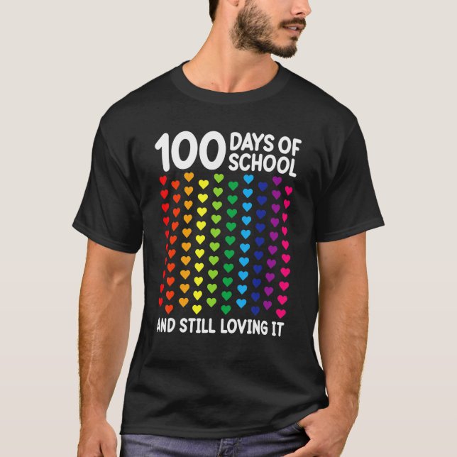 100 Days Of School Heart Teacher Kids Students T Shirt (Framsida)
