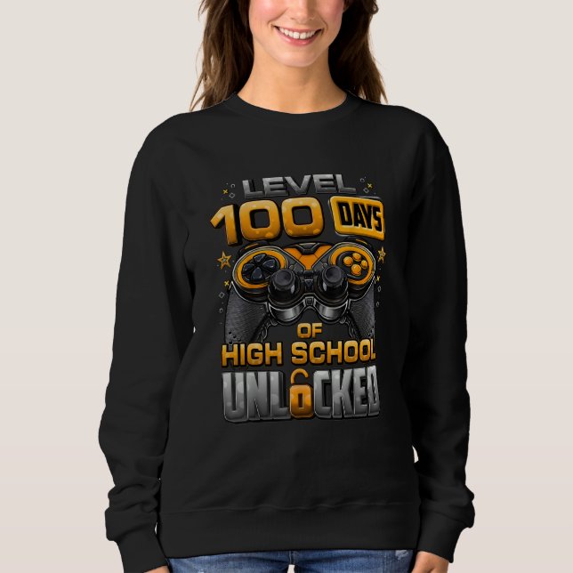 100 Days Of School High School Level Unlocked Vide T Shirt (Framsida)