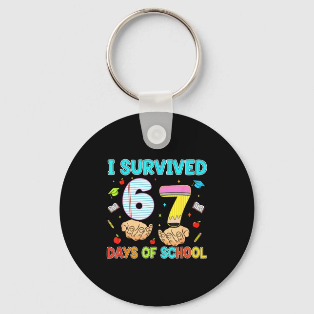 100 Days Of School I Survived 67 Days Of School Te Nyckelring (Framsida)