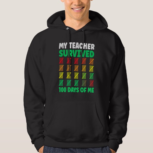 100 Days of School Kids 100th Day of School Funny Hoodie (Framsida)