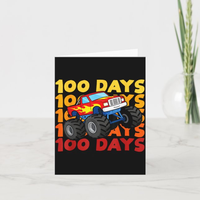100 Days Of School Kids Monster Truck Boys And Gir Kort (Framsida)