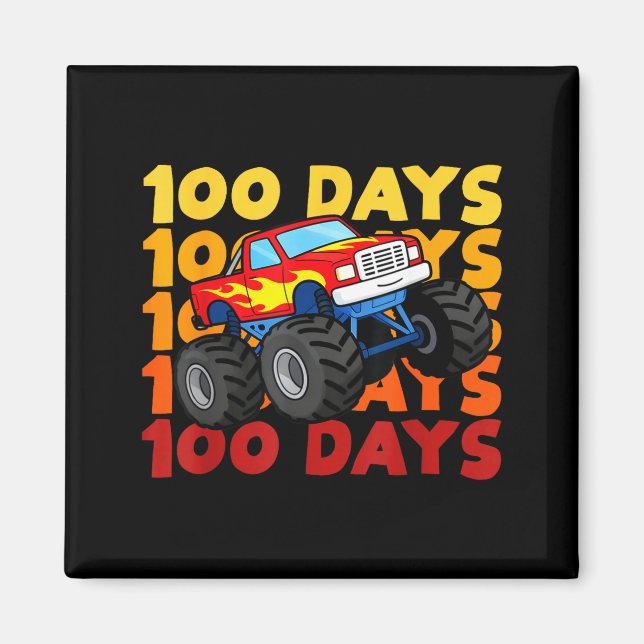 100 Days Of School Kids Monster Truck Boys And Gir Magnet (Framsidan)