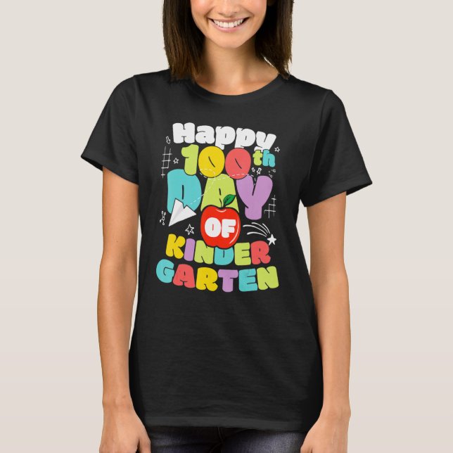 100 Days Of School Kindergarten Brighter Teacher A T Shirt (Framsida)
