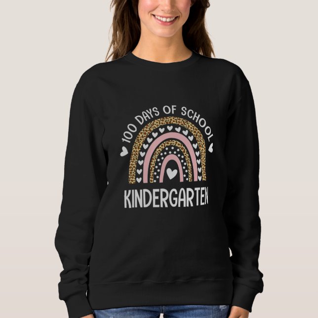 100 Days Of School Kindergarten Cute Rainbow  100t T Shirt (Framsida)
