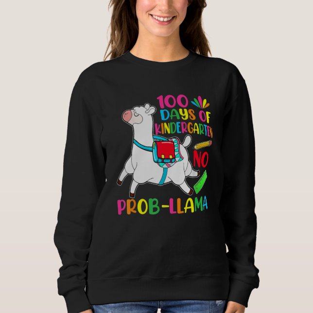 100 Days Of School Kindergarten No Prob Llama Teac T Shirt (Framsida)