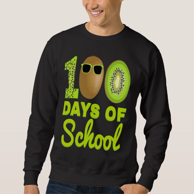 100 Days of School Kiwi Funny Food Fruit Lover Tea Lång Ärmad Tröja (Framsida)