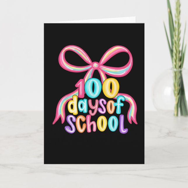 100 Days of School Leopard Bow Pencil  Kort (Framsida)