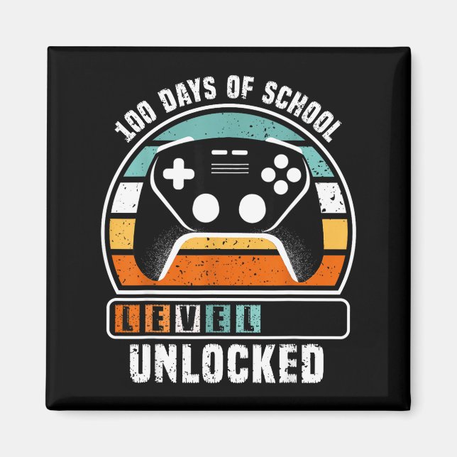 100 Days Of School Level Unlocked Funny Gamers Boy Magnet (Framsidan)