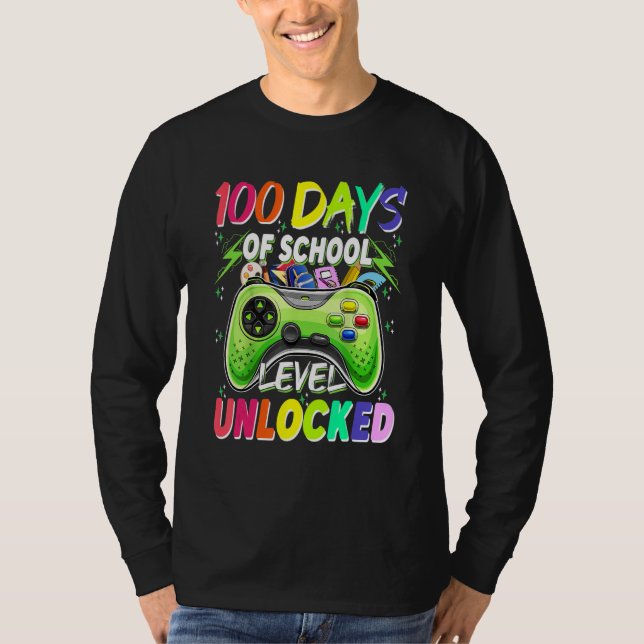 100 Days of School Level Unlocked Video Games Game T Shirt (Framsida)
