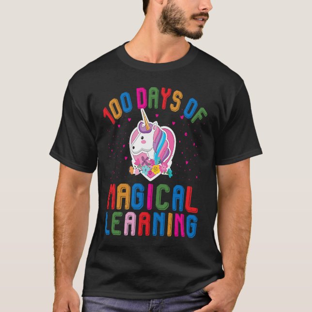100 Days Of School Magical Learning Teacher Studen T Shirt (Framsida)