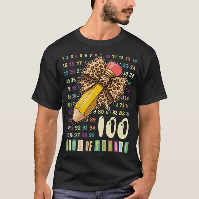 100 Days of School Math Teachers Girls Counting  T Shirt (Framsida)