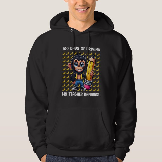 100 Days of School Monkey 100th Day of School Boys Hoodie (Framsida)
