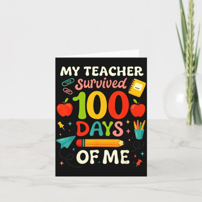 100 Days Of School My Teacher Survived 100 Days Of Kort (Framsida)