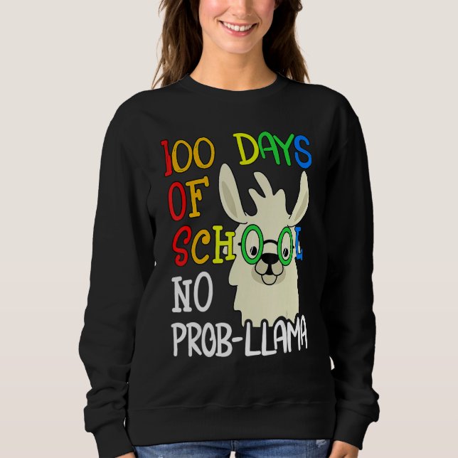 100 Days Of School No Prob Llama 100th Day School  T Shirt (Framsida)