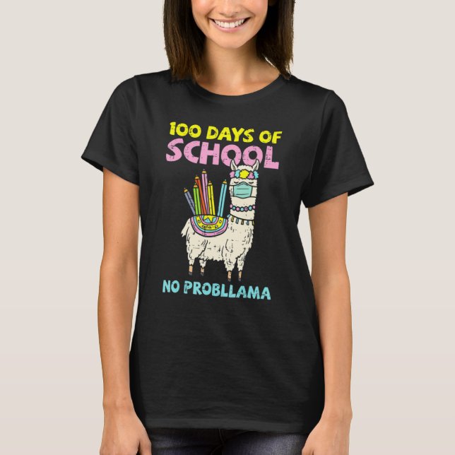 100 Days Of School No Prob Llama Cute 100th Day Te T Shirt (Framsida)