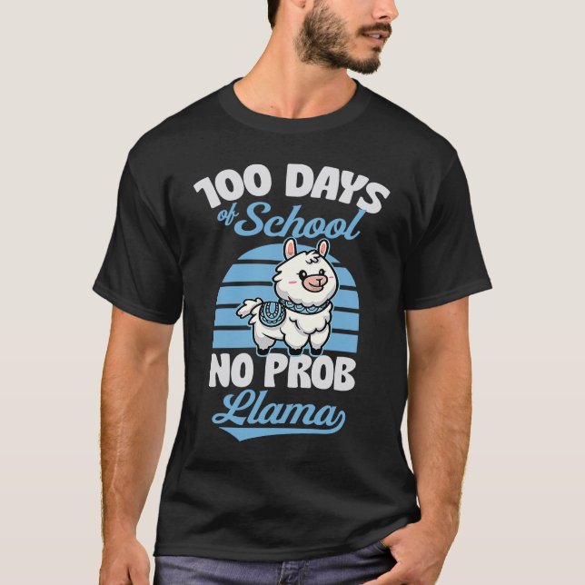 100 Days Of School No Prob Llama Cute Animal  Joke T Shirt (Framsida)