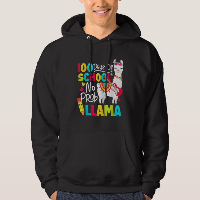 100 days of school no prob llama hoodie (Framsida)