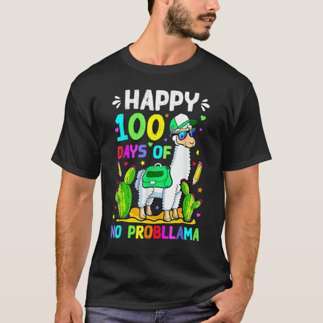 100 Days Of School No Prob Llama Llama Teacher 100 T Shirt (Framsida)