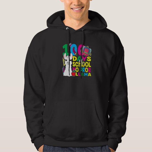 100 Days Of School No Prob llama Llama Teacher And Hoodie (Framsida)