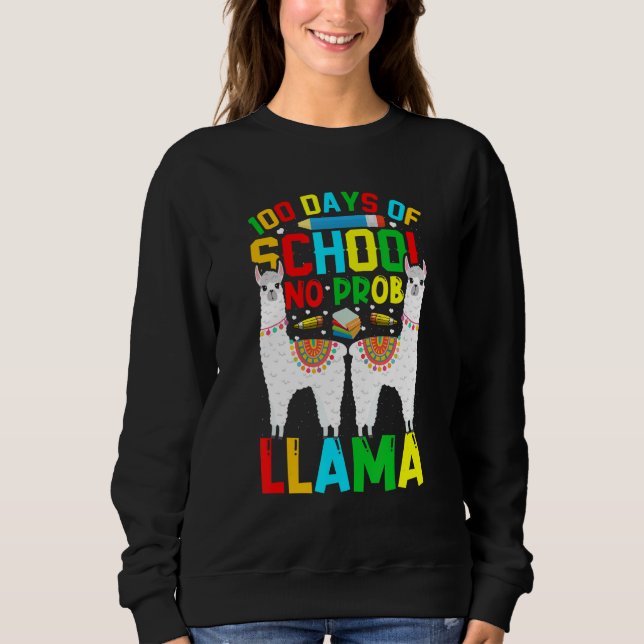 100 Days Of School No Prob-llama Llama Teacher And T Shirt (Framsida)