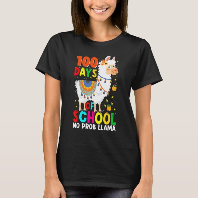 100 Days Of School No Prob Llama Llama Teacher And T Shirt (Framsida)