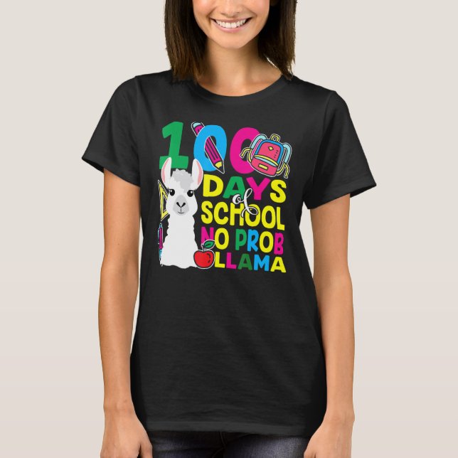 100 Days Of School No Prob-llama Llama Teacher And T Shirt (Framsida)