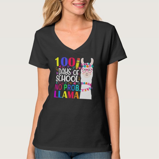 100 Days Of School No Prob Llama Llama Teacher And T Shirt (Framsida)