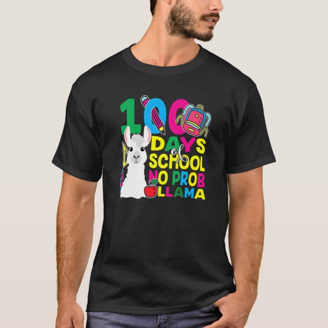 100 Days Of School No Prob llama Llama Teacher And T Shirt (Framsida)