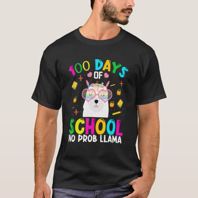 100 Days Of School No Prob-llama Llama Teacher And T Shirt (Framsida)