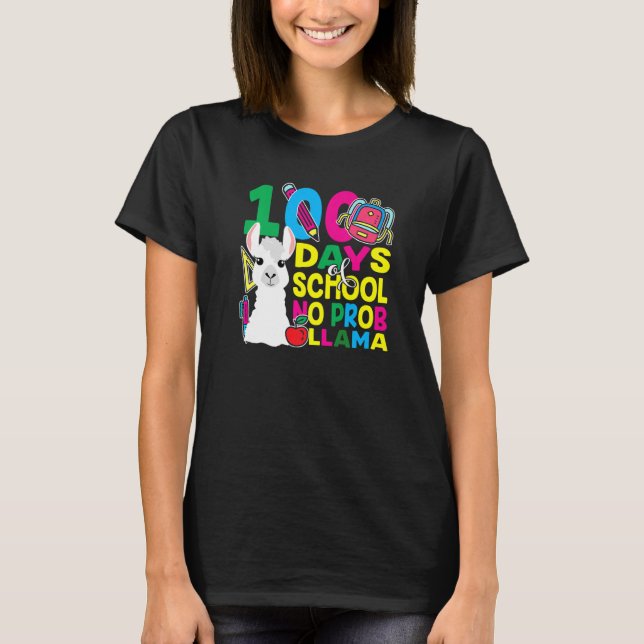 100 Days Of School No Prob llama Llama Teacher And T Shirt (Framsida)