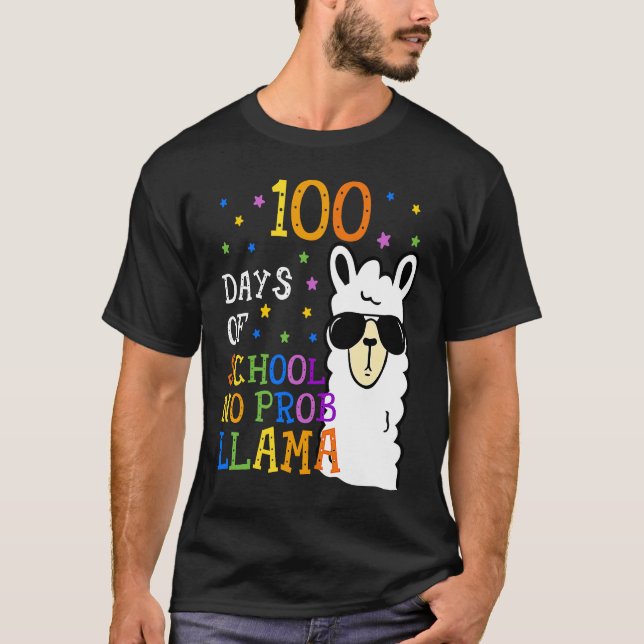 100 Days Of School No Prob llama Llama Teacher And T Shirt (Framsida)