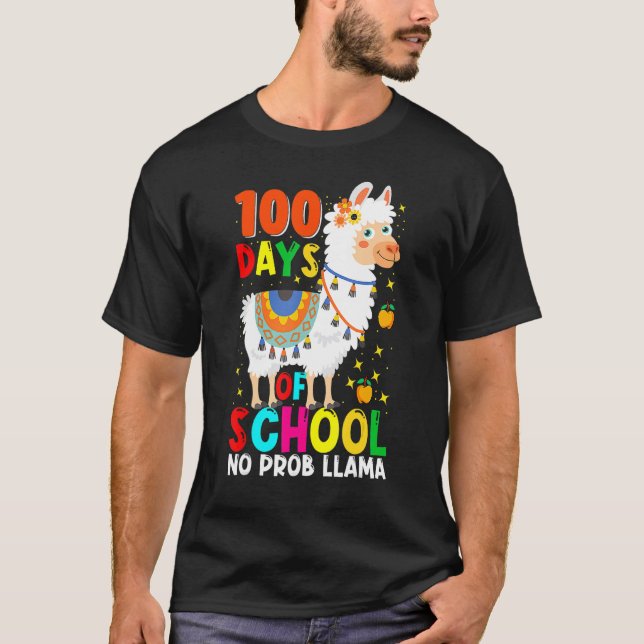 100 Days Of School No Prob Llama Llama Teacher And T Shirt (Framsida)