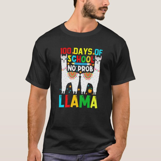 100 Days Of School No Prob-llama Llama Teacher And T Shirt (Framsida)