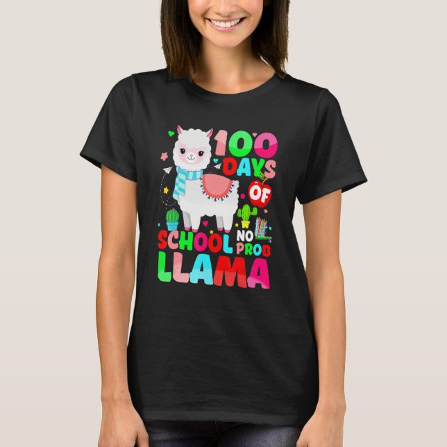 100 Days Of School No Prob Llama Llama Teacher And T Shirt (Framsida)