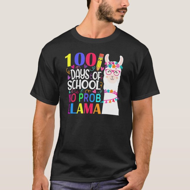 100 Days Of School No Prob Llama Llama Teacher And T Shirt (Framsida)