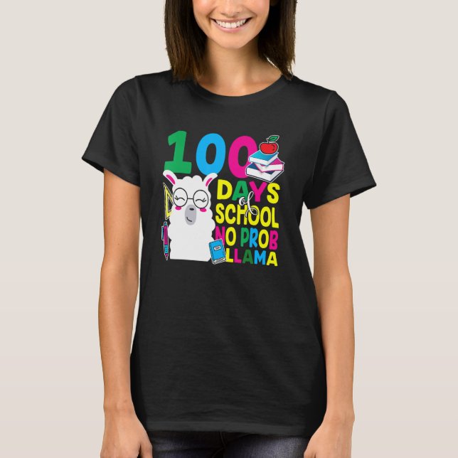 100 Days Of School No Prob-llama Llama Teacher And T Shirt (Framsida)