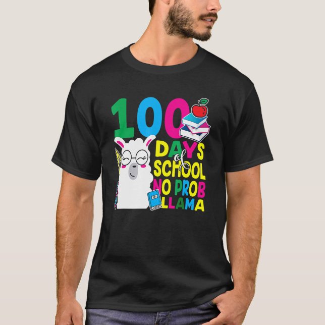 100 Days Of School No Prob-llama Llama Teacher And T Shirt (Framsida)