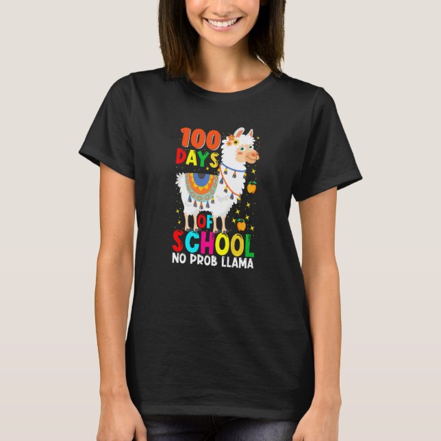 100 Days Of School No Prob-llama Llama Teacher And T Shirt (Framsida)