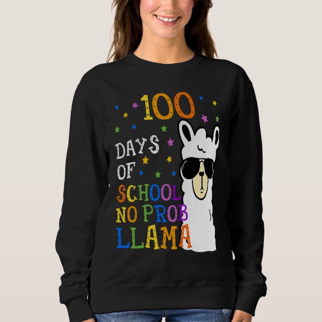 100 Days Of School No Prob llama Llama Teacher And T Shirt (Framsida)