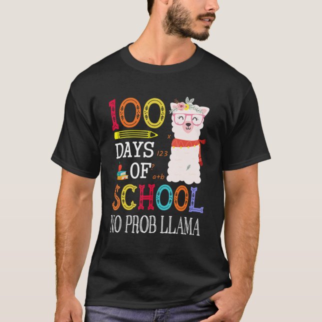 100 Days Of School No Prob llama   Llama Teacher G T Shirt (Framsida)