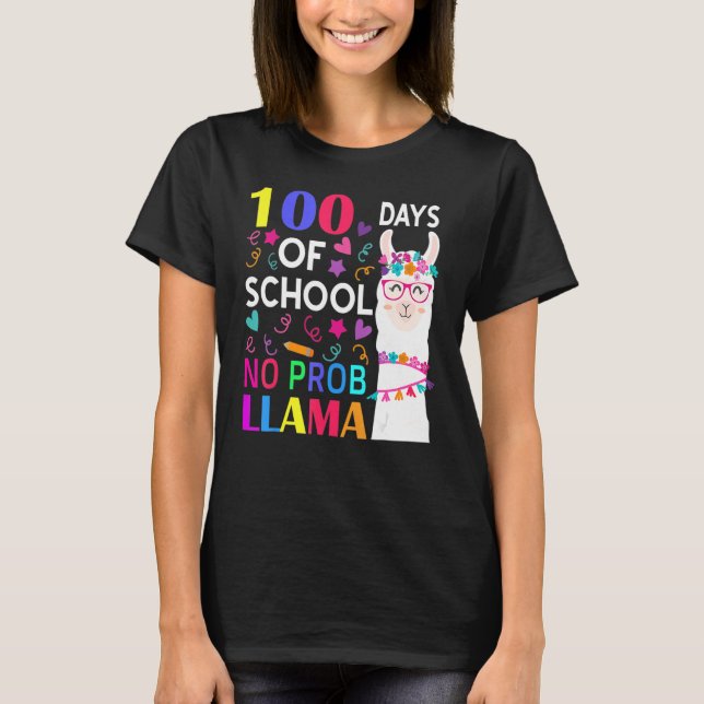 100 Days Of School No Prob Llama Llama Teacher Stu T Shirt (Framsida)